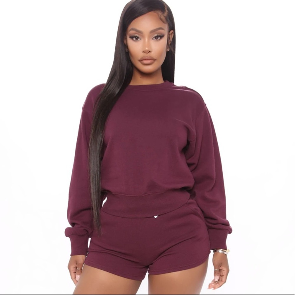 Maroon Sweatshirt & Short Set